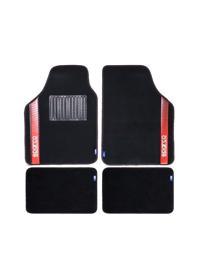 Sparco Carpet Car Mats Set, Black/Red - Image 1